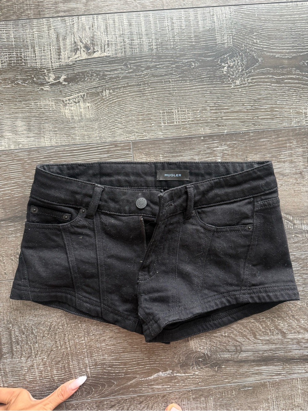Mugler Black Low-Rise Denim Shorts